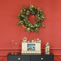 HOMCOM 60" Cone and Berry Christmas Wreath, with LED Lights(m-10)