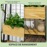 Outsunny Jardinière sur pieds avec étagère inférieure et treillis filet pour plantes et fleurs - dim. 80L x 30l x 125H cm(m-5)