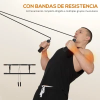 SPORTNOW Barra de Dominadas de Pared con Bandas de Resistencia Carga 150 kg para Ejercicio y Entrenamiento Negro y Naranja(m-6)
