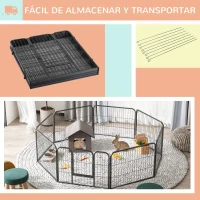 PawHut Parque para Mascotas 8 Vallas 80x60 cm Jaula para Perros Bricolaje de Metal con Puerta y Doble Cerradura Cerca de Entrenamiento para Jardín Negro(m-5)