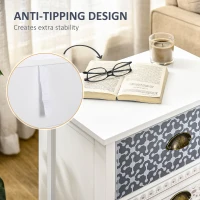 HOMCOM Bedside Table Set of 2 Chest of 3 Drawers Shabby Chic Nightstands with Metal Handle Sofa Side Table for Living Room, Bedroom,Purple(m-6)