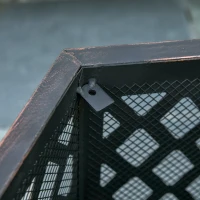 Outsunny Outdoor Fire Pit with Screen Cover, Portable Wood Burning Firebowl with Poker for Patio, Backyard, Bronze(m-8)