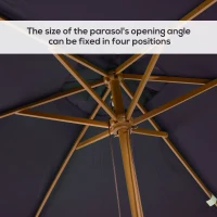 Outsunny 2 x 3m Wooden Garden Parasol Umbrella Outdoor Sun Shade Canopy, Black(m-6)