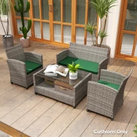 Outsunny Outdoor Seat Cushion Pads for Rattan Furniture, 3 PCs Garden Furniture Cushions, Green(m-9)