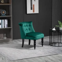HOMCOM Velvet-Feel Wingback Accent Chair, with Wooden Legs - Green(m-6)