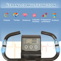 HOMCOM Vélo d'appartement pliable, vélo d'exercice, home traîner pour adultes, 8 niveaux de résistance magnétique, capteurs pouls main, écran LCD multifonction, selle réglable, acier, noir(m-4)