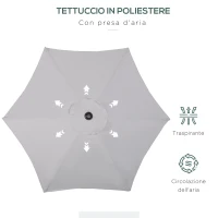 Outsunny Ombrellone 2x2 m da Giardino con Palo Centrale, Ombrellone per Esterno in Alluminio, Grigio Chiaro(m-6)