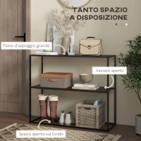 HOMCOM Mobile Consolle da Ingresso Moderno a 2 Ripiani in Acciaio, 90x30x75cm, Nero(m-4)