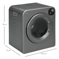 HOMCOM 6kg Vented Tumble Dryer, Freestanding, Wall Mounted, Stackable, Portable Dryer with 7 Programmers, Grey(m-3)