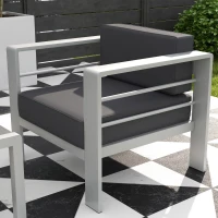 Outsunny Five-Piece Aluminium Garden Sofa Set, with Glass-Top Table - Grey(m-9)