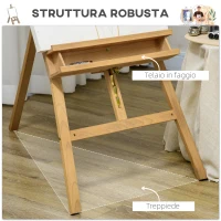 Vinsetto Cavalletto per Pittura Pieghevole in Faggio con Altezza e Angolazione Regolabile, 65x110x180-235 cm(m-5)