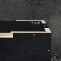 SPORTNOW Cajón de Salto Pliométrico de Madera con Mangos Huecos Carga 120 kg para Casa Oficina Gimnasia 40,5x35,5x30,5 cm Negro(m-7)