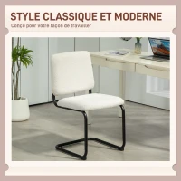 HOMCOM Chaise salle à manger, chaise de cuisine avec revêtement en effet laine boucleé, siège rembourré et pieds en acier crème(m-4)