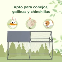 PawHut Parque para Mascotas de Acero con 1 Puerta Superior y 1 Tela Superior de Anti-UV para Exterior 198x100x120 cm Plata(m-7)