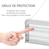 Outsunny Lampe anti-moustique, tueur d'insectes électrique UV 30W, tue-mouche électrique, piège à moustique, efficace sur une surface de 60 m², pour intérieur et extérieur, gris(m-7)