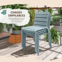 Outsunny Lot de 4 chaises de jardin chaises de bistro empilables avec assise et dossier à lattes dim. 42L x 54l x 78H cm gris(m-5)
