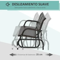 Outsunny Mecedora de Ratán de 2 Plazas Banco Balancín de Jardín con Balanceo Ergonómico y Marco de Metal para Terraza Balcón Exterior Patio Hotel Carga 220 kg 120x70x84 cm Marrón(m-4)