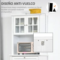 HOMCOM Aparador Alacena de Cocina Mueble Auxiliar para Microondas con 2 Armarios y Cajón 68,6x40x164 cm Blanco(m-5)