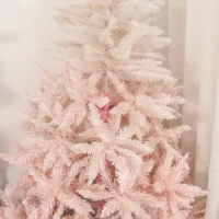 HOMCOM 5FT Pink Artificial Christmas Tree Holiday Home Decoration Ornament w/ Metal Stand Fully Pretty Home Office Joy(m-8)