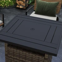 Outsunny 72.5 x 72.5cm 50,000 BTU Fire Pit Table, with Cover - Brown(m-8)