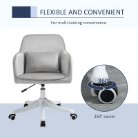 Vinsetto Velvet-Feel Office Chair with Rechargeable Electric Vibration Massage Lumbar Pillow, Wheels, Grey(m-6)