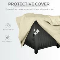 Outsunny Square Propane Gas Fire Pit Table, 40000 BTU Rattan Smokeless Firepit Patio Heater with Protective Cover, Lava Rocks and Lid, 71cm x 71cm x 62cm, Black(m-7)