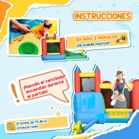 Outsunny Castillo Inflable para Niños +3 Años con Tobogán Trampolín Piscina y Bolsa de Transporte 330x245x215 cm Multicolor(m-6)