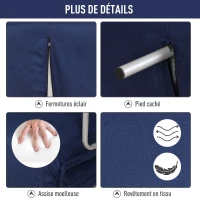 HOMCOM Canapé-lit canapé Convertible 2 Places déhoussable Grand Confort 2 Coussins fournis Pieds accoudoirs métal suède Bleu(m-6)