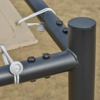 Outsunny Gazebo Pergola Addossata da Giardino 3x3m in Metallo e Poliestere Beige(m-7)