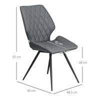 HOMCOM Set of 4 Dining Chairs, Kitchen Chairs with Metal Legs, PU Leather Seat and Backrests, Grey(m-3)
