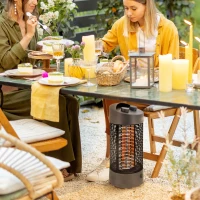 Outsunny Chauffage électrique infrarouge 6 à 8 m² et IP54 chauffage d'appoint sans CO₂ chauffage extérieur chauffage de jardin oscillation 180° minuterie 600 /1200 W tube chauffant double - noir(m-2)