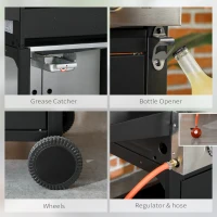 Outsunny 9kW Three-Burner Gas BBQ Grill, with See-Through Lid - Black(m-7)