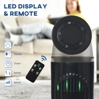 HOMCOM 30'' Freestanding Tower Fan, 3 Speed 3 Mode, 10h Timer, 70 Degree Oscillation, LED Light, 5M Remote Controller, Dark Grey(m-4)