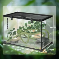 PawHut Boîte à reptiles habitat de terrarium transparent couvercle coulissant treillis métallique noir(m-3)