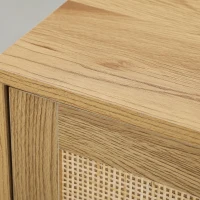 HOMCOM Buffet salon meuble de rangement avec placards à portes en rotin et étagère réglable, bois naturel(m-9)