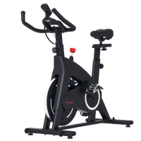 SPORTNOW Cyclette Magnetica con Volano 10 kg, Sedile e Manubrio Regolabili, Monitor LCD, Porta Tablet, Nero(m-10)