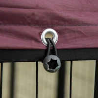 PawHut Perrera de Exterior con 2 Soportes Giratorios para Comida 2 Cuencos y Toldo de Impermeable 141x141x153 cm Negro y Rojo(m-8)