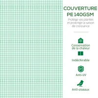 Outsunny Serre de Jardin Tunnel 9 m² 3L x 3l x 2H m - PE Haute densité 140 g/m² fenêtres porte déroulante vert(m-5)