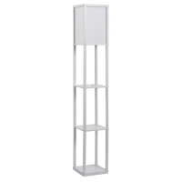 HOMCOM Lampada da Terra con 3 Mensole Integrate, Attacco E27 Potenza 40W, Arredamento Moderno in MDF, 26x26x160cm, Bianco