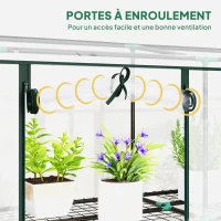 Outsunny Serre de jardin avec étagères à 3 niveaux serre de balcon 3 portes enroulables zippées 215 x 46 x 151 cm transparent(m-6)