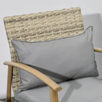 Outsunny Salotto da Giardino in Rattan con 2 Poltroncine con Cuscini e Tavolino in Vetro, Marrone e Grigio(m-9)