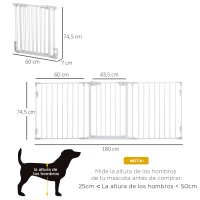 PawHut Barrera para Perros Plegable de 3 Paneles con Cierre Inteligente Barrera de Seguridad para Pasillo 180x74,5 cm Blanco(m-3)