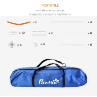 PawHut Set Agility Dog 4 Pezzi con 4 Picchetti e Borsa da Trasporto, in PE e ABS, 89x69x99 cm, Bianco e Arancione(m-4)