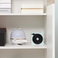 kleankin Meuble de rangement Armoire Commode pour Salle de Bain, Salon, Chambre Double Porte avec 2 étagères réglables en Bois Blanc etchêne Clair(m-8)