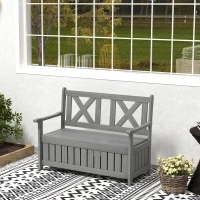 Outsunny 2-Seater Garden Storage Bench for Patio Wood Porch Decor Outdoor Seating, Charcoal Grey(m-10)