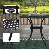 Outsunny Φ90cm Four-Seated Round Aluminium Garden Table, with Parasol Hole(m-6)