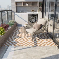 Outsunny Reversible Outdoor Rug, Plastic Straw Mat w/ Carry Bag Ground Stakes for Garden RV Picnic Beach Camping 182x274cm Brown(m-10)