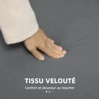 HOMCOM Canapé 3 places, 194,5l, grand confort, aspect velours et capitonné, idéal pour le salon, la chambre, le bureau, Gris(m-6)