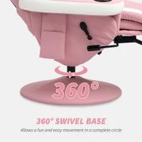 HOMCOM Manual Recliner Armchair PU Leather Lounge Chair w Adjustable Leg Rest, 135° Reclining Function, 360° Swivel, Pink(m-5)