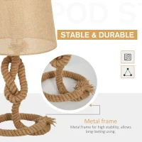 HOMCOM Nautical Style Table Lamp with Fabric Lampshade Metal Frame Power Switch, 48cm Home Desk Lamp Bedroom Living Room Study E27 Base, Beige(m-5)